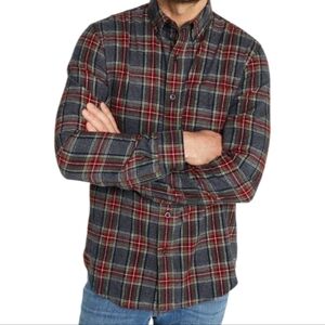 LL Bean Men’s Flannel Shirt Gray/Red Scotch Tartan Plaid Button Down LS Shirt XL